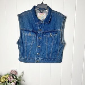 Vintage Y2K Campus Rugged Country Cropped  Denim Vest